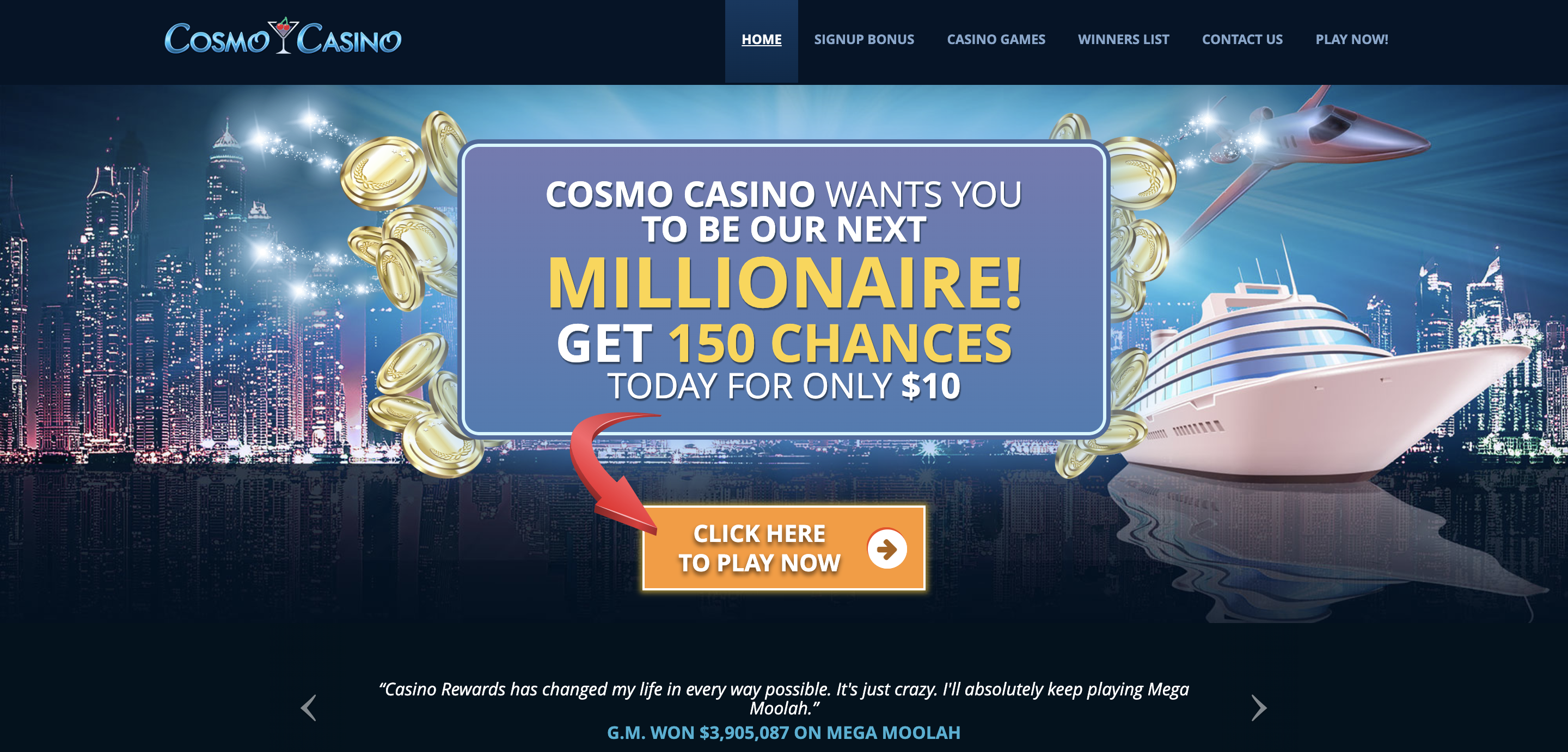 cosmo casino homepage